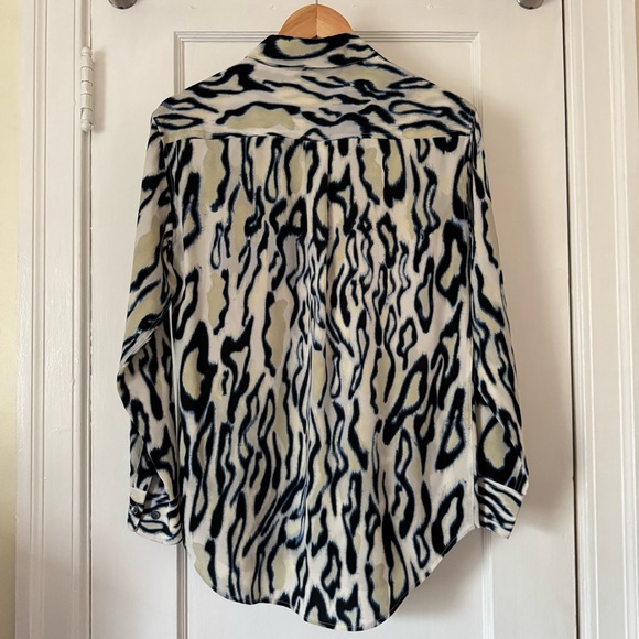 Equipment Silk Button Down Marshmallow Abstract Leopard Print Button-Up Shirt - Picture 8 of 9